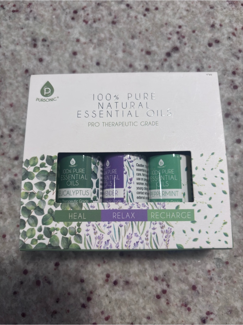 Pursonic 100% Pure Essential Oils Set - Eucalyptus, Lavender, Peppermint